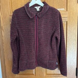 Woolrich Zip-Up Fleece Jacket – Black Cherry, Size Small